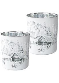 Creativ home, Windlicht &raquo;Windlicht&laquo; mit traumhaft sch&ouml;nem Motiv, wei&szlig;, Glas, B/H/T: 10 cm, wei&szlig;