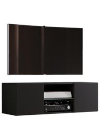 Vcm, Wohnzimmertisch &raquo;Holz TV Wand H&auml;nge Lowboard Fernsehschrank Jusa 95&laquo;, Schwarz, Schwarz