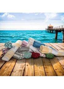 Egeria, Strandtuch &raquo;Pestemal&laquo; 80x180 cm, mit Fransen, green, gewebte Ware, Obermaterial: 65% Baumwolle, 20% Polyester, 15% Viskose, B/L: 80 cmx180 cm 