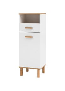 Schildmeyer, Midischrank &raquo;Padua&laquo; F&uuml;&szlig;e aus Massivholz, wei&szlig;-eichefarben landhaus, Holzwerkstoff, wei&szlig; glanz - B/H/T: 40,4 cm x 114,5 cm x 35 cm, wei&szlig;-
