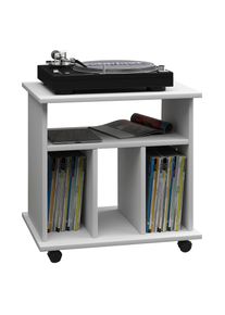 Vcm, Wohnzimmertisch &raquo;Holz Schallplatten LP Regal Rollen Retal&laquo;, Wei&szlig;, Wei&szlig;