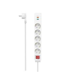 Hama, Steckdosenleiste &raquo;Steckdosenleiste, 5-fach, USB-C/A 18W, PD/QC , Schalter, Flachst.&laquo; 7-fach (Ein- / Ausschalter USB-Anschl&uuml;sse Kabell&auml;nge 1,4 m)