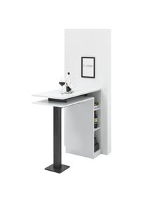 Stolkom, Bartisch &raquo;Bay&laquo; wei&szlig;, Tisch mit Ablagef&auml;cher, wei&szlig;/beton dunkel + wei&szlig;/beton dunkel + wei&szlig;, B/H/T: 103 cm, wei&szlig;/beton dunkel + wei&szlig;/beton 