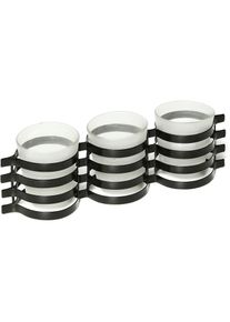 AMBIENTE HAUS, Windlicht &raquo;Fuligo 3er Windlicht 30cm&laquo;, schwarz, Eisen, Glas, B/H/T: 30 cm x 9 cm x 7 cm, schwarz