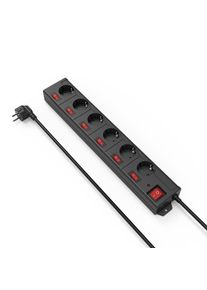 Hama, Steckdosenleiste &raquo;Steckdosenleiste 6 fach, mit &Uuml;berspannungssschutz, mit Schalter&laquo; 6-fach (Schalterbeleuchtung separate Ein- / Ausschalter 