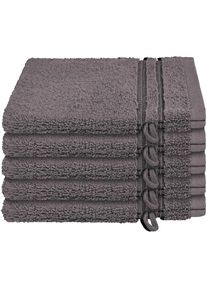 Schiesser, Waschhandschuh &raquo;Milano im 5er Set&laquo; mit Webbord&uuml;re, anthrazit, Frottier, B/L: 16 cmx22 cm - 5 Stk.