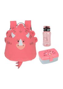 L&auml;ssig L&Auml;SSIG, Herren, Rucksack &raquo;Kinderrucksack mit Brotdose & Trinkflasche About Friends&laquo;, Dino rosa, B/H/T: 9,5 cm x 24 cm x 20 cm, Kinder Rucksackset mit 