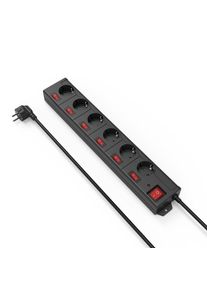 Hama, Steckdosenleiste &raquo;Mehrfachsteckdose 6-fach Steckerleiste, mit Schalter&laquo; 6-fach (Schalterbeleuchtung separate Ein- / Ausschalter Kabell&auml;nge 1,4 m