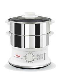 Tefal, Dampfgarer &raquo;Convenient Series&laquo; 900 W 2 Edelstahlbeh&auml;lter, 6 L, &Oslash; 24cm, Timer, Abschaltautomatik, VC1451, wei&szlig;, Praktischer Dampfkochtopf, mit 