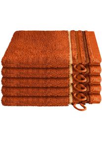 Schiesser, Waschhandschuh &raquo;Skyline Color aus 100 % Baumwolle mit eleganter Streifenbord&uuml;re&laquo; MADE IN GREEN by OEKO-TEX , Terrakotta, Frottier, B/L: 16 