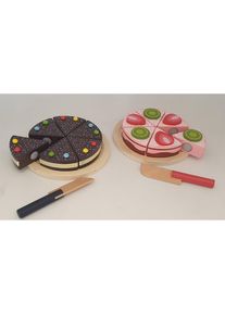 Tanner, Spiellebensmittel &raquo;Schoko- und Erdbeertorte&laquo;, bunt, Holz,