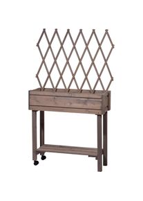 Dobar, Hochbeet rollbar, mit Rankgitter, grau, Grau, Holzwerkstoff, B/H/T: 28,5 cm x 130 cm x 79 cm, Grau