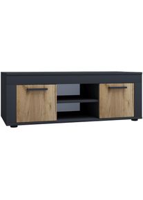 Vcm, Wohnzimmertisch &raquo;Holz TV Lowboard M&ouml;bel Fernsehschrank Usilo L&laquo;, Anthrazit / Honig-Eiche, Anthrazit / Honig-Eiche