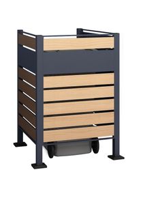 WESTMANN, M&uuml;lltonnenbox &raquo;Planum&laquo; M&uuml;lltonnenverkleidung & Sichtschutz, Anthrazit-Holzoptik, Stahl,