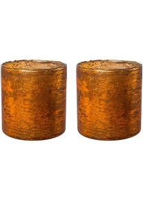 Creativ deco, Windlicht &raquo;Weihnachtsdeko&laquo; mit matter Oberfl&auml;chenstruktur, orange, Glas, B/H/T: 15 cm, orange