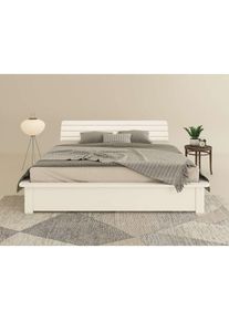 Home Affaire, Massivholzbett &raquo;Antri, Futonbett, ergonomisch geformtes Kopfteil, stilvolles Design&laquo; Rahmen zur Ablage von Smartphone, mit Lattenrost, 