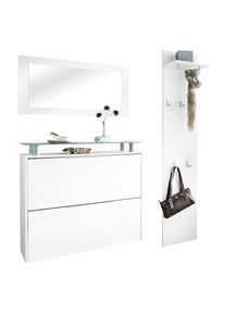 borchardt M&ouml;bel borchardt M&ouml;bel, Garderoben-Set &raquo;Rena 2, (3-tlg.)&laquo;, wei&szlig; matt/wei&szlig; matt, wei&szlig; matt/wei&szlig; matt, Korpus, Paneel und Spiegel immer matt