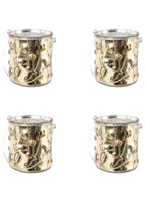 Creativ deco, Windlicht &raquo;Weihnachtsdeko&laquo; Glas mit Stern-Struktur, goldfarben, Glas, B/H/T: 10 cm, goldfarben