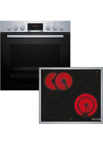 Bosch, Elektro-Herd-Set &raquo;HND411LS63&laquo; mit Teleskopauszug nachr&uuml;stbar 3D Hei&szlig;luft, Schwarz, Edelstahl, Display: LED-Display
