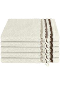 Schiesser, Waschhandschuh &raquo;Skyline Color aus 100 % Baumwolle mit eleganter Streifenbord&uuml;re&laquo; MADE IN GREEN by OEKO-TEX , Creme, Frottier, B/L: 16 cmx22