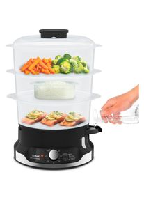 Tefal, Dampfgarer &raquo;Ultracompact&laquo; 800 W 3 Aufs&auml;tze, 60-Minuten-Timer, 9-L-Kapazit&auml;t, Reis-Einsatz, VC2048, schwarz, Einfache Aufbewahrung: patentiertes