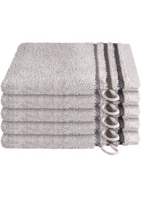 Schiesser, Waschhandschuh &raquo;Skyline Color aus 100 % Baumwolle mit eleganter Streifenbord&uuml;re&laquo; MADE IN GREEN by OEKO-TEX , Hellgrau, Frottier, B/L: 16 