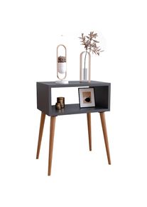 Vcm, Nachttisch &raquo;Holz Retro Nachttisch Beistelltisch Singol M&laquo;, Anthrazit, Anthrazit