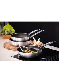 ELO, Bratpfanne &raquo;Bistro Line&laquo; Aluminium 1 Stk. tlg. langer, handlicher Edelstahl Profi Griff, Induktion, Silber,