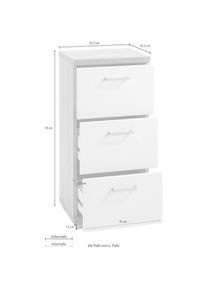 ByLiving, Badkommode &raquo;Nebraska&laquo; Breite 35 cm, Badezimmerschrank mit Metallgriffen, 3 Schubladen, wei&szlig; / Hochglanz wei&szlig;, FSC -zertifizierter 