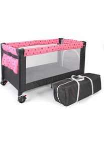 CHIC 4 BABY CHIC4BABY, Baby-Reisebett &raquo;Luxus, Sternchen grau&laquo;, schwarz/pink,