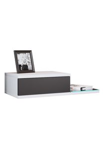 Vcm, Nachttisch &raquo;Design Wandschublade Nachttisch Regal Konsila L&laquo;, Wei&szlig; / Anthrazit, Wei&szlig; / Anthrazit