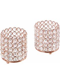 Home Affaire, Windlicht &raquo;Kristall&laquo;, kupferfarben, Aluminium, Glas, B/H/T: 9 cm x 11 cm x 9 cm, kupferfarben