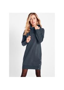 bonprix, Damen, Sweatkleid &raquo;Sweatkleid aus reiner Baumwolle&laquo; aus Baumwolle, bequeme Passform, mit Tunnelzug, hoher Stehkragen, nachtblau, N-Gr, 40/42 
