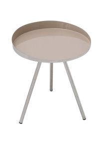 Kayoom, Beistelltisch &raquo;Morrison, runder Beistelltisch, edler Look&laquo; 1 Stk. tlg. Dekorativ, glanzvolle Lackierung, stilvolles Design, Taupe + Silber + 