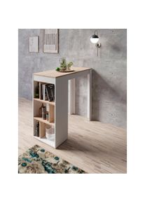 ByLiving, Bartisch &raquo;Moby&laquo; Breite 110 cm, Regalf&auml;cher, in verschiedenen Ausf&uuml;hrungen erh&auml;ltlich, Wei&szlig; / Eichefarbend + wei&szlig;, B/H/T: 110 cm x 104 cm x 