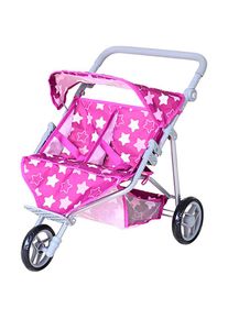 KNORRTOYS , Puppen-Zwillingsbuggy &raquo;Duo&laquo;, star dark pink, Puppen-Zwillingsbuggy