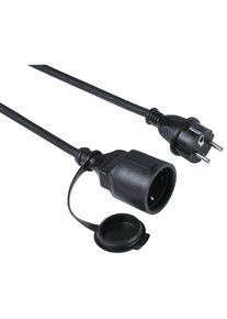 Hama, Verl&auml;ngerungskabel &raquo;Outdoor&laquo; 1.000 cm IP44, Schutzdeckel, schwarz, Kabeltyp H05RR-F und 3680 W max. Anschlussleistung