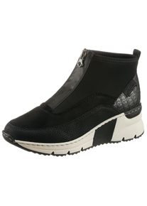 Rieker, Damen, Schlupfboots Stiefelette, High Top Sneaker mit Rei&szlig;verschluss auf der Vorderseite, schwarz, 39, Kn&ouml;chelhoher Keilsneaker in sportiver 