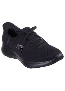 Skechers, Damen, Slip-On Sneaker &raquo;SUMMITS-NEW DAILY&laquo; , Slipper, Freizeitschuh in veganer Verarbeitung, schwarz-uni, 35, schwarz-uni, Skechers 