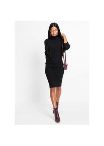 bonprix, Damen, Strickkleid mit Rollkragen, aus Viskose, Polyamid und Polyester, schwarz, N-Gr, 44/46 (L) - N-Gr, schwarz, Strickkleid mit femininem 