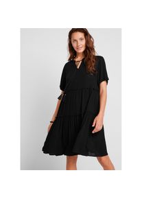 bonprix, Damen, Tunikakleid f&uuml;r den Alltag, aus Viskose, in A-Linie, mit V-Ausschnitt, schwarz, N-Gr, 52 - N-Gr, schwarz, Tunikakleid im Kaftan-Look 