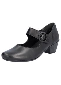 Rieker, Damen, Spangenpumps , Festtagsschuh, Pumps, Trichterabsatz, mit Klettriemchen, schwarz, 39, Spangenpumps in eleganter Optik
