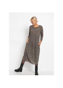 bonprix, Damen, Shirtkleid f&uuml;r Alltag, aus Polyester und Baumwolle, mit O-Shape, in Ballonform, leopard braun, N-Gr, 32/34 (XS) - N-Gr, leopard braun,