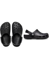 Crocs, Damen, Clog &raquo;Classic K&laquo; Sommerschuh, Hausschuh, Badeschuh mit schwenkbarem Fersenriemchen, schwarz, 34, Clog mit sommerlicher Lochung, sch&ouml;n 