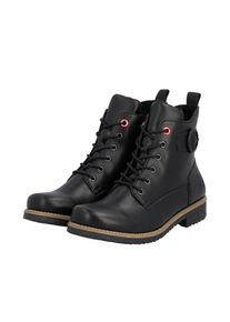 Rieker, Damen, Schn&uuml;rstiefelette Schn&uuml;rboots, Stiefelette, Blockabsatz mit dekorativer Zierschnalle, schwarz, 36, Schn&uuml;rstiefelette mit 