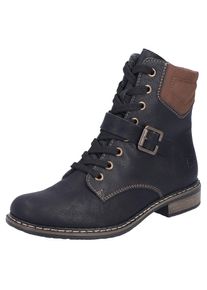 Rieker, Damen, Schn&uuml;rstiefelette Schn&uuml;rboots, Stiefelette, Blockabsatz, mit gepolstertem Schaftrand, schwarz-cognac, 37, Schn&uuml;rstiefelette mit 