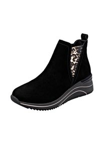 Remonte, Damen, Keilsneaker Boots, Chelseaboots, Stiefelette mit Softfu&szlig;bett, schwarz-leo, 40, Kn&ouml;chelhoher Keilsneaker mit Stretcheinsatz und 