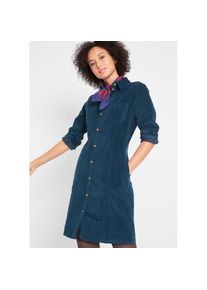 bonprix, Damen, Hemdblusenkleid Brusttaschen f&uuml;r Alltag, aus Baumwolle und Elasthan, mit Knopfleiste, dunkelblau, 34 - N-Gr, Hemdblusenkleid aus Cord-