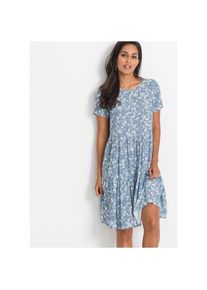 bonprix, Damen, Minikleid &raquo;Minikleid aus flie&szlig;ender Viskose&laquo; f&uuml;r femininen Look, aus Viskose, lockere Passform, Kurzarm-Design, hellblau/wollwei&szlig; 