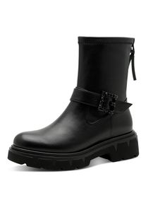 Marco Tozzi, Damen, Stiefelette , Blockabsatz, Herbstboots mit schmuckbesetzter Zierschnalle, schwarz, 39, Stiefelette mit Rei&szlig;verschluss innen und an